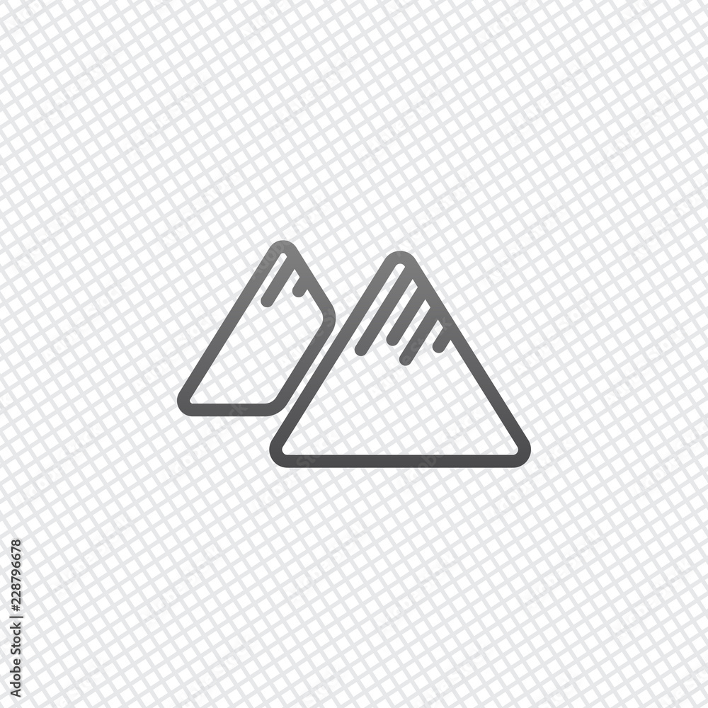 Poster mountains icon. linear style with thin outline. on grid backgrou