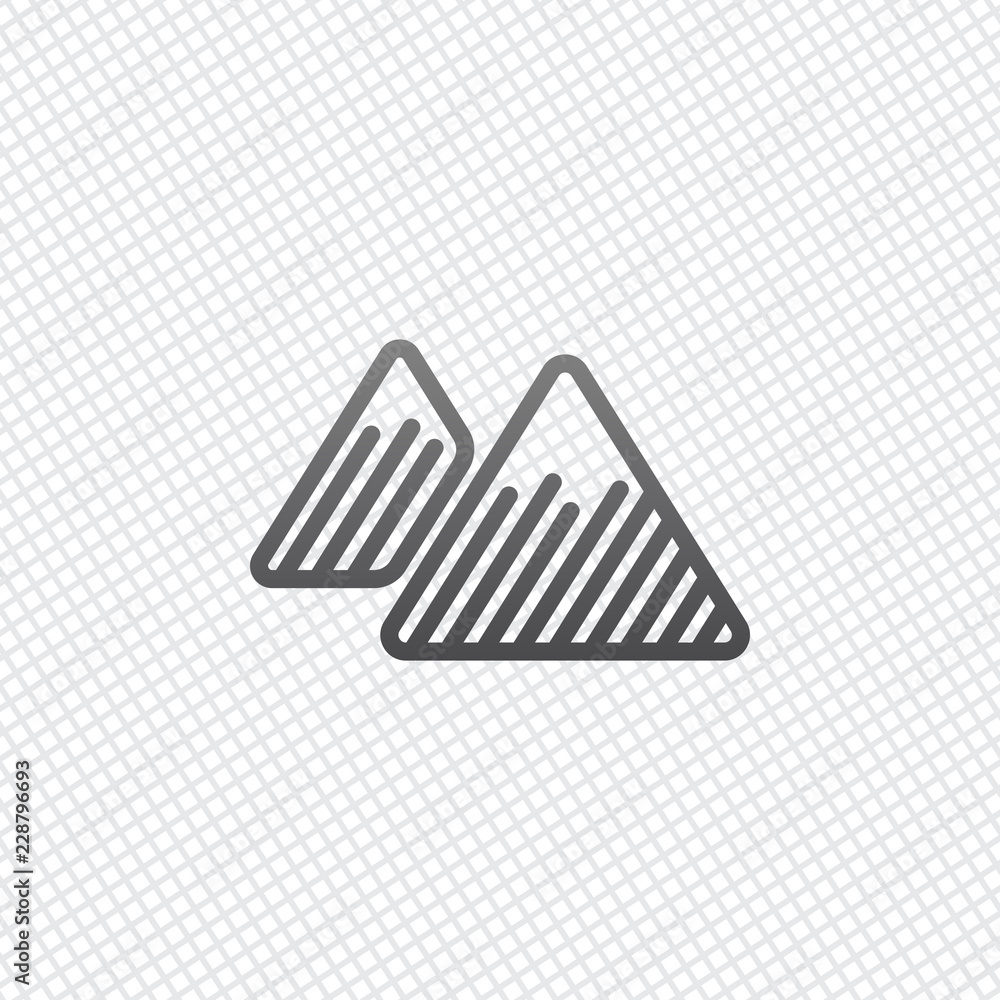 Poster mountains icon. linear style with thin outline. on grid backgrou