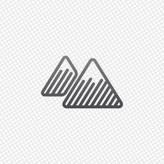 Mountains icon. Linear style with thin outline. On grid backgrou
