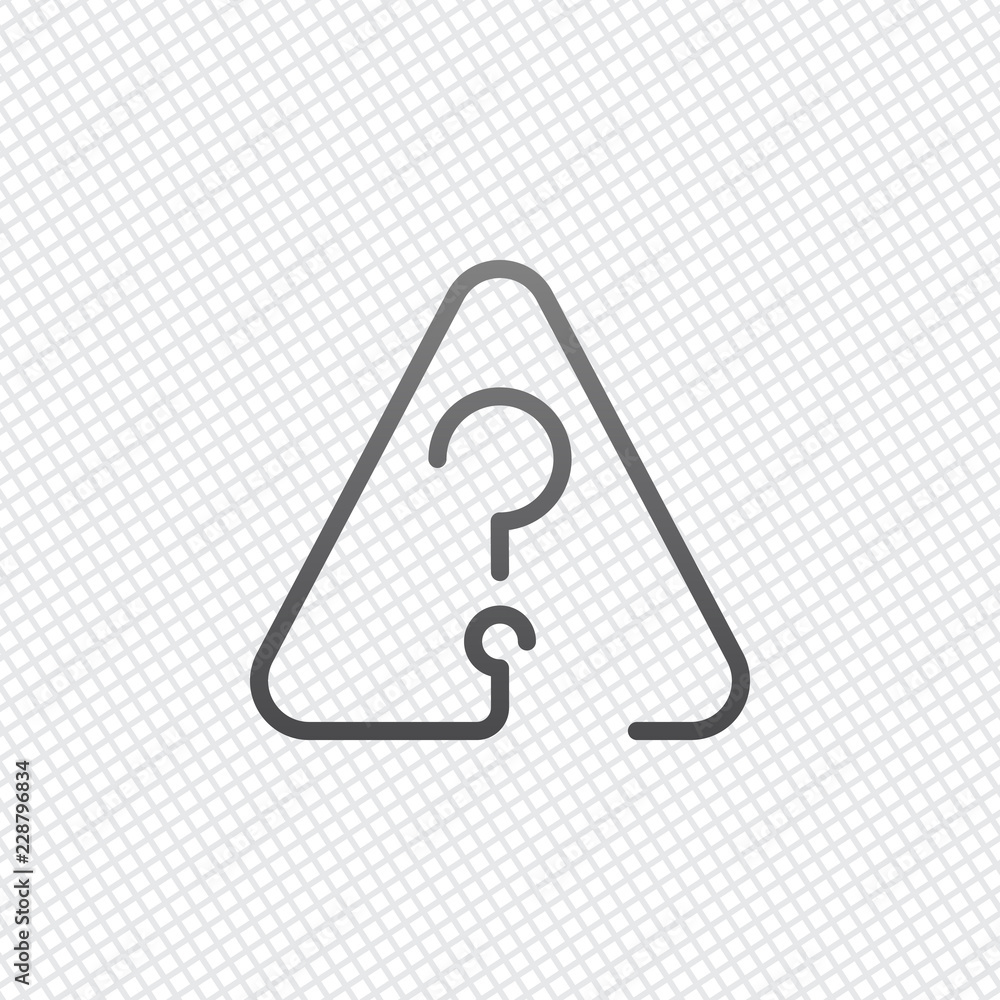 Poster question mark in warning triangle. linear icon with thin outline