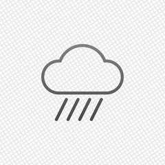 Cloud and rain. Weather simple icon. Linear style. On grid backg