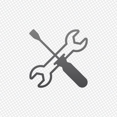 Repair service, wrench and screwdriver, tools. On grid backgroun