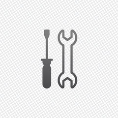 Repair service, wrench and screwdriver, tools. On grid backgroun