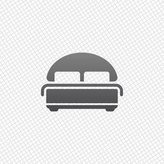 Silhouette of double bed. Double hotel room. On grid background