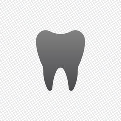 Silhouette of tooth. Simple icon. On grid background