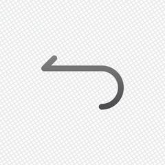 Simple arrow, backward. Navigation icon. Linear symbol with thin