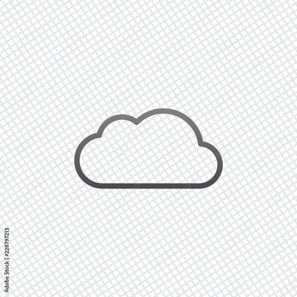 Poster simple cloud. linear symbol with thin outline. on grid backgroun