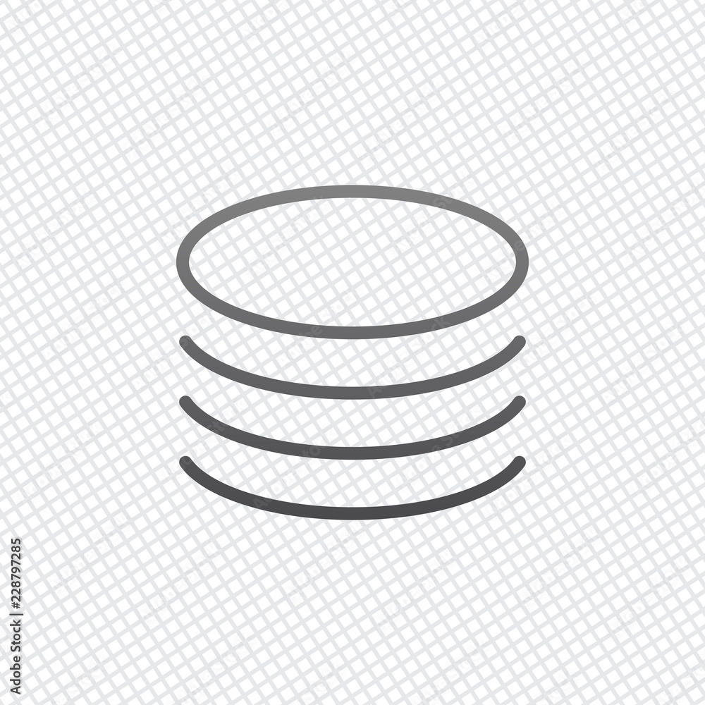 Poster database icon. simple linear symbol, thin outline. on grid backg