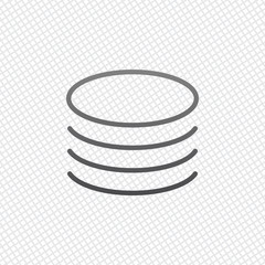 Database icon. Simple linear symbol, thin outline. On grid backg