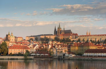 A view of the castle overlooking the Vtlava River in Prague