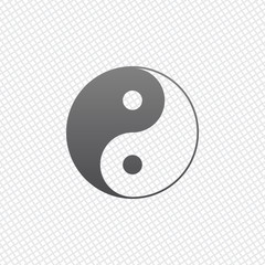 yin yan symbol. On grid background - obrazy, fototapety, plakaty