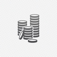 Coin stack icon. On grid background