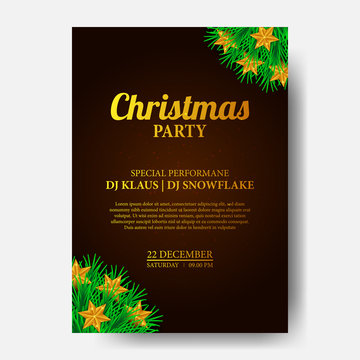 Poster Christmas Party with illustration of garland decoration with star