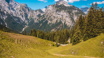 Fototapeta premium Beautiful alpine view at the Zwoelferkopf summit - Pertisau - Tyrol - Austria