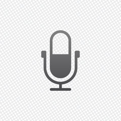 Simple microphone icon. On grid background