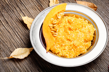 Pumpkin porridge and pumpkins