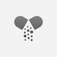 Open pill icon. On grid background