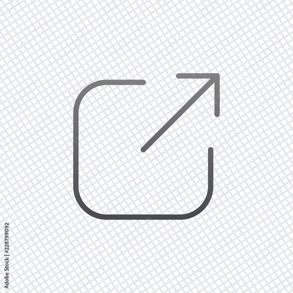 Aufkleber share, logout or upload. diagonal arrow out square. on grid back