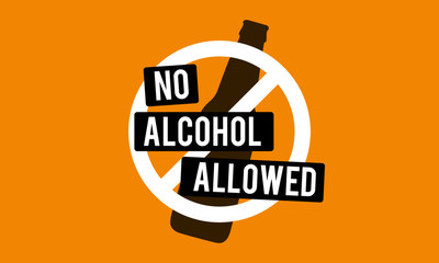 No Alcohol Allowed Sign with Bottle Vector Illustration