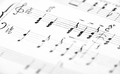 Sheet music notation close-up
