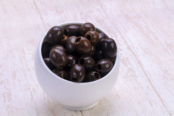 Pickled olives in the bowl