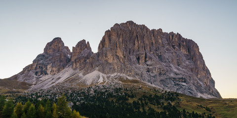 Langkofel und Plattkofel bei Sonnenuntergang