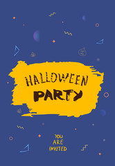 Happy Halloween Party flat vertical poster. Vector illustration.