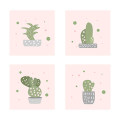 Vector compositon of doodle cactus design set.