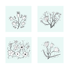 Flowers composition in doodle style. Vector ilustration.
