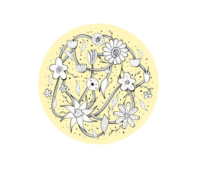 Flowers composition in doodle style. Vector ilustration.