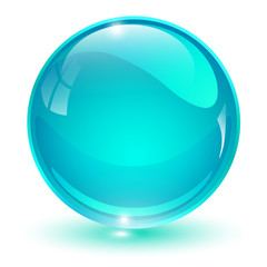 Glass sphere, blue 3D vector ball.
