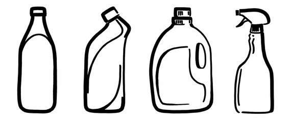  Set of images of empty plastic bottles