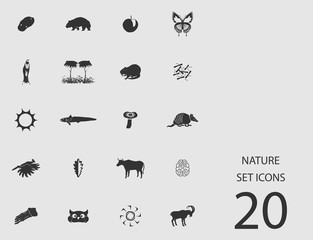 Nature set of flat icons. Vector illustration