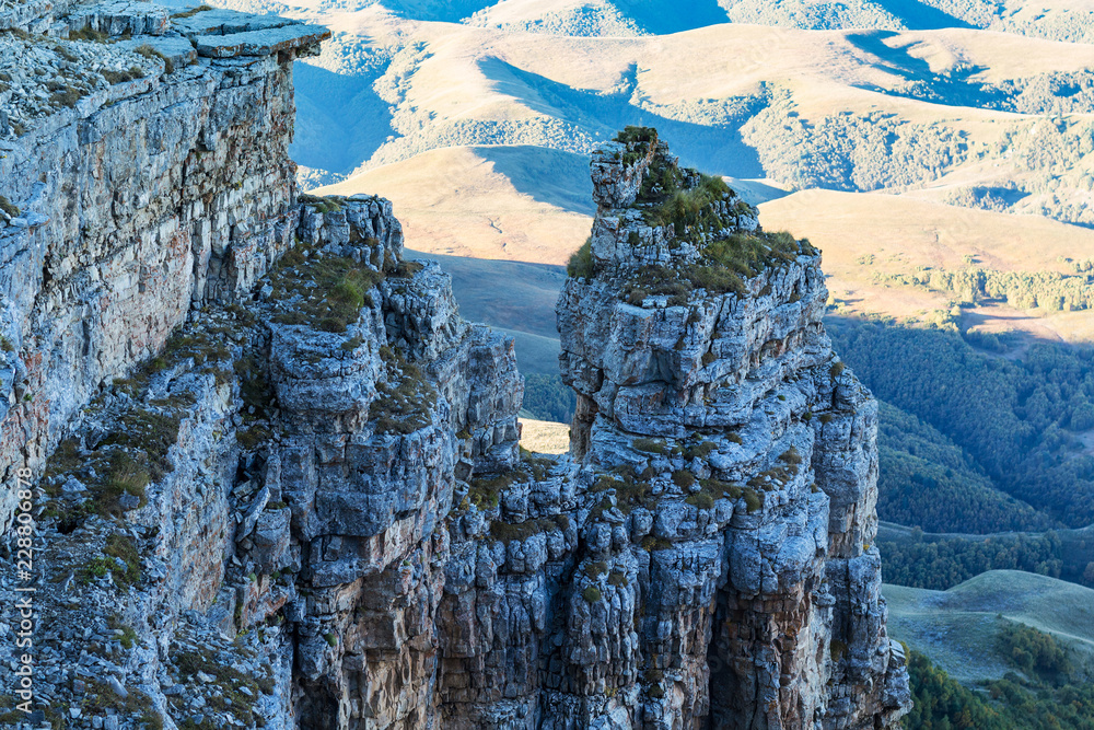 Canvas Prints view of old rocks of Bermamyt Plateau at morning