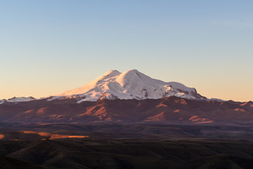 Mount Elbrus from Bermamyt during rising of sun
