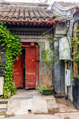 Detail of a house entrance in a traditional Beijing Hutong in China - 3