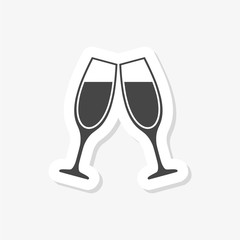 Champagne glass sticker, Champagne Toast Icon - Illustration 
