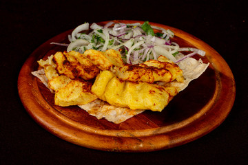 Grilled potato shashlik