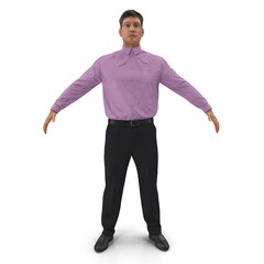 Man Business Casual Dress Standing Pose. 3D Illustration, isolated, on white background