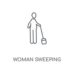 woman sweeping icon