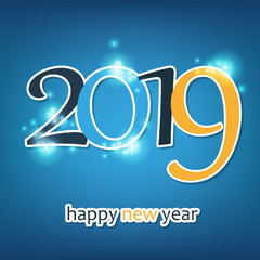 Sparkling Colorful New Year Card, Cover or Background Design Template - 2019