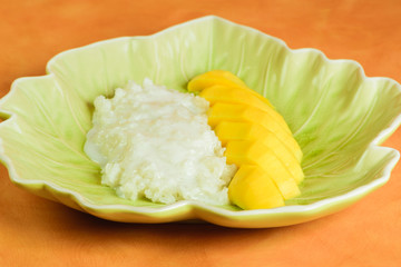 Mango with sticky rice, Thai dessert.