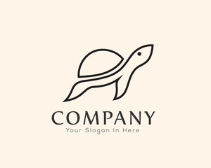 simple swimming up turtle line art logo, turtle logo design inspiration