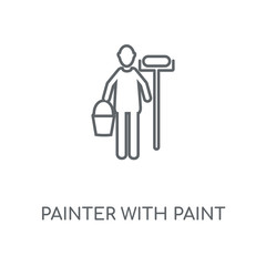 painter with paint roller icon