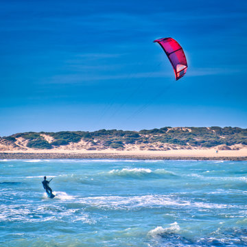 Man sailing with his kite