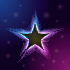 Color star with particles on white background. Glitter texture effect. Vector illustration