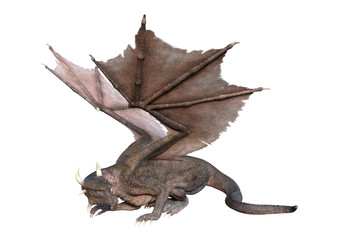 3D Rendering Fairy Tale Dragon on White