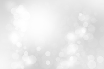 White and grey abstract bokeh background Christmas and Happy new year on blurred bokeh