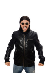 Aggressive angry man isolated on white