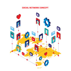 Social network concept Modern flat isometric design Vector illustration